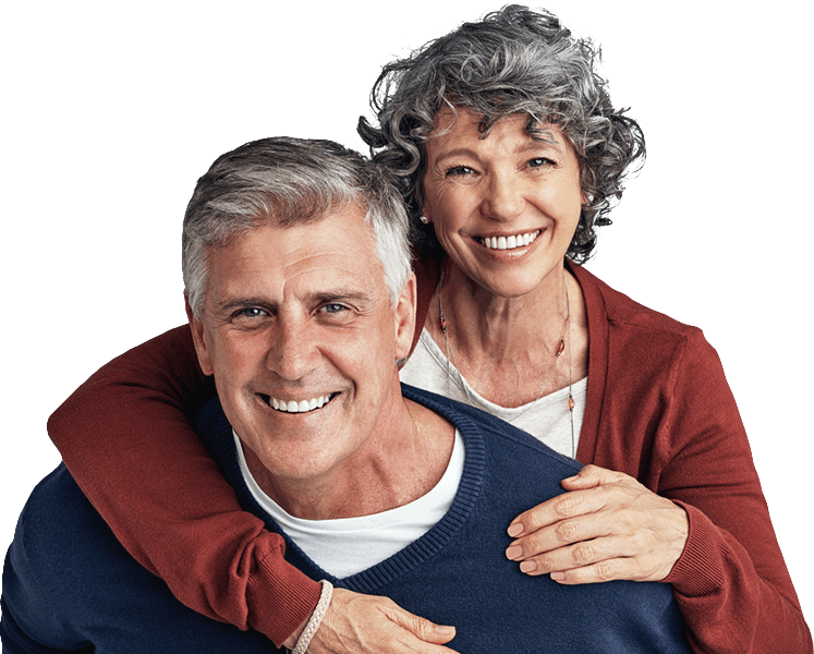 Smiling older man and woman